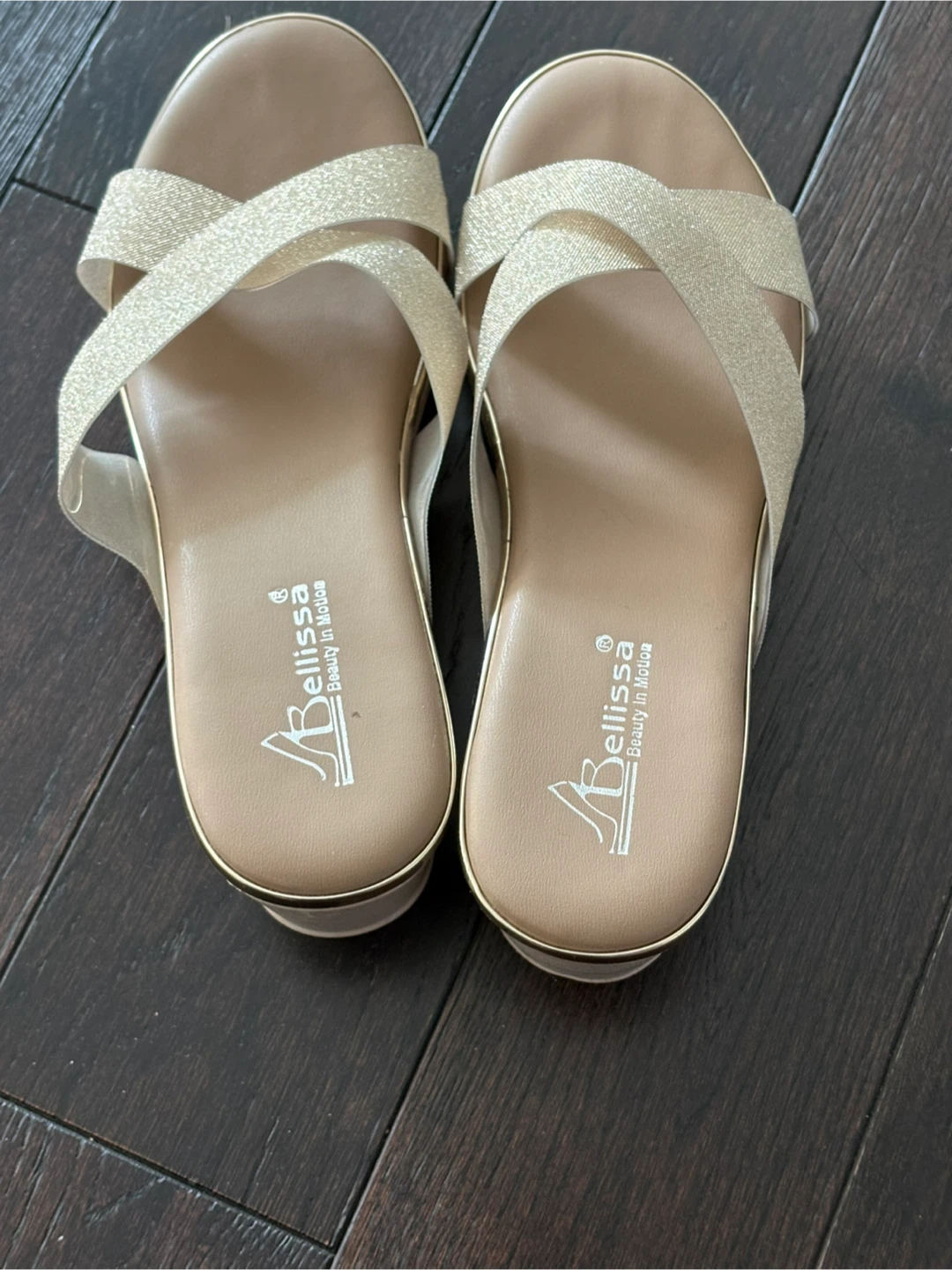 Bellissa Women's Gold Glitter Wedge Sandals - photo 2
