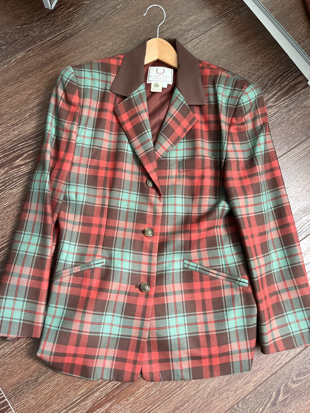🥕Alfred Sung Sport Plaid Wool Blazer Size 8