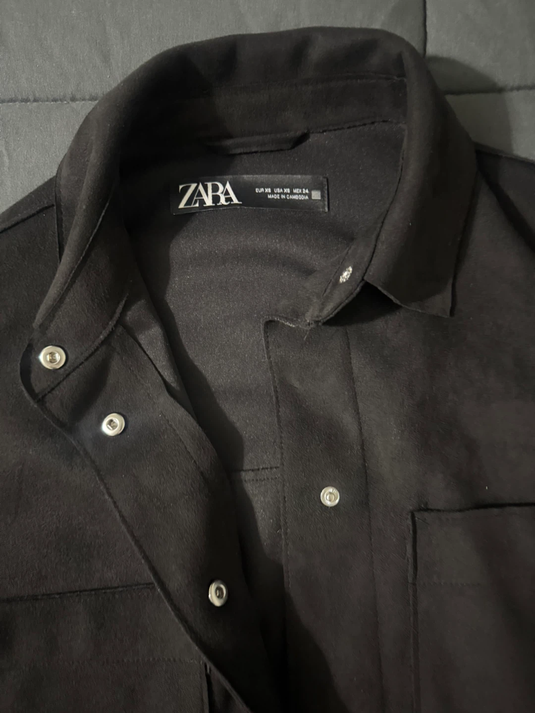 ZARA Black Faux Suede Shirt Jacket - photo 2