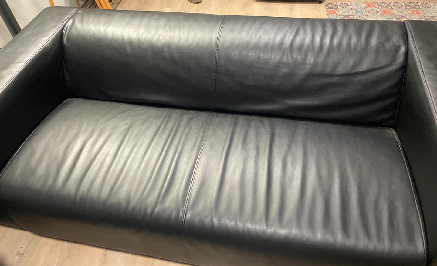 Black Leather Sofa (MOVING OUT PLEASE BUY ) - photo 2