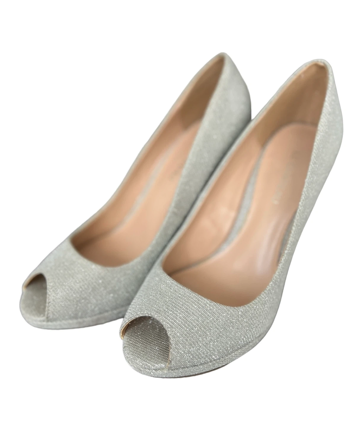 Silver Glitter Peep-Toe Heels - photo 3