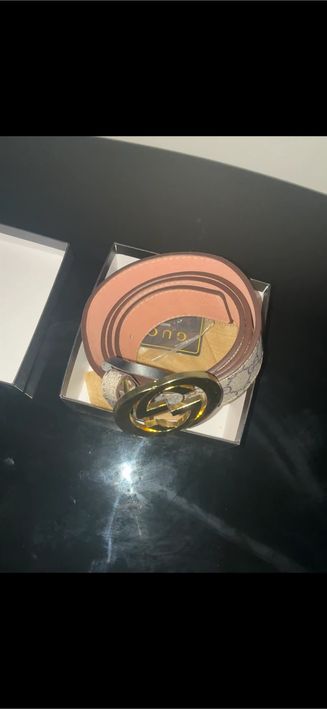 Gucci GG Supreme Canvas Belt with Gold Buckle