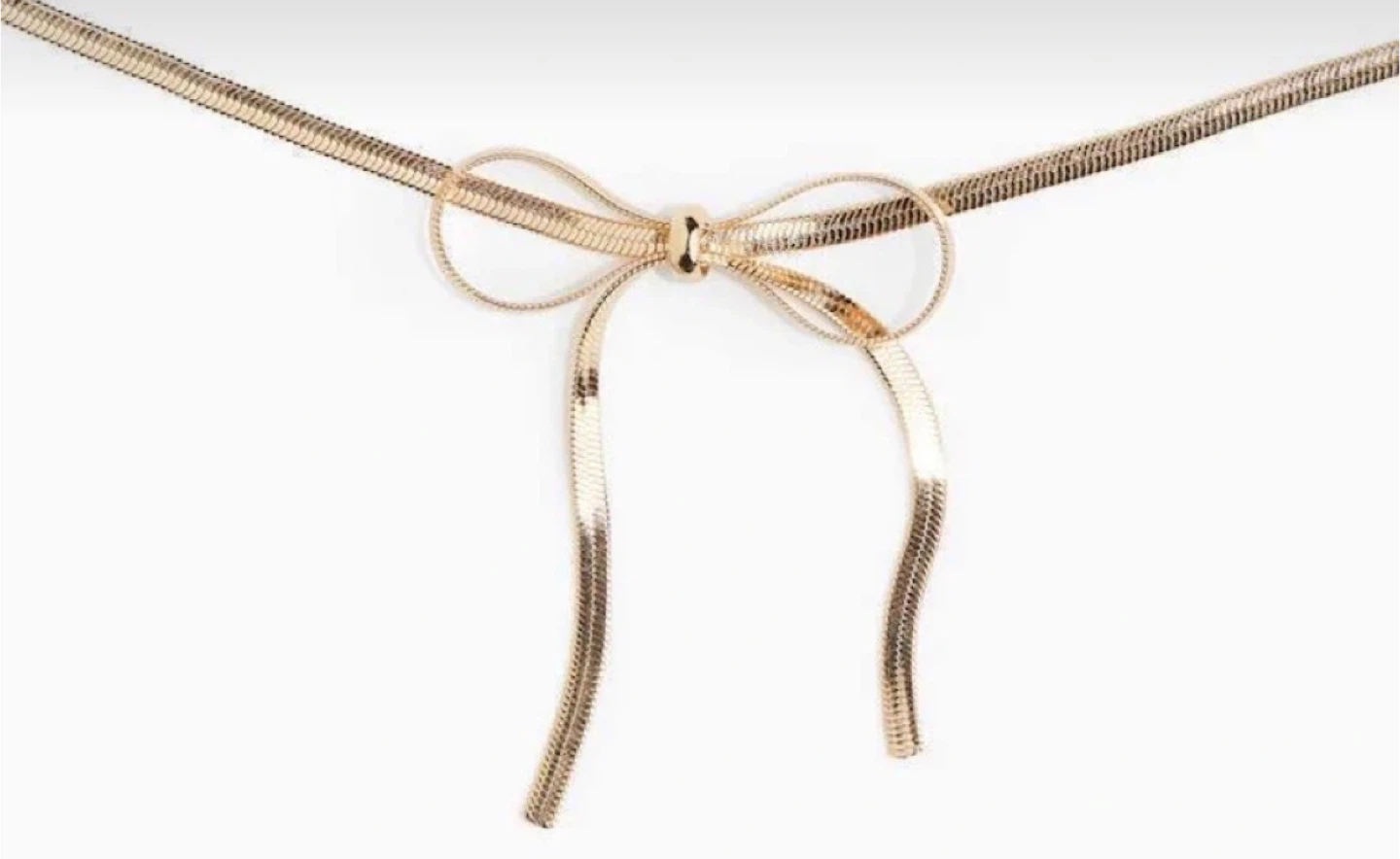 Silver Tone Chain Necklace with Bow Accent - photo 3