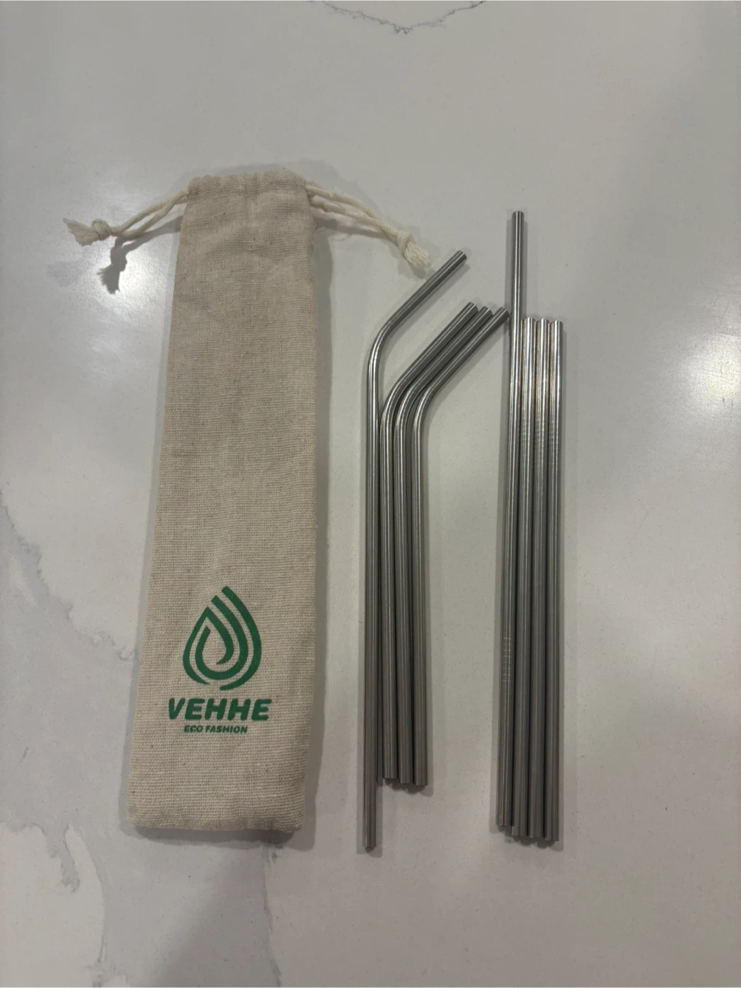 VEHHE Reusable Stainless Steel Straws with Pouch (8 Count)