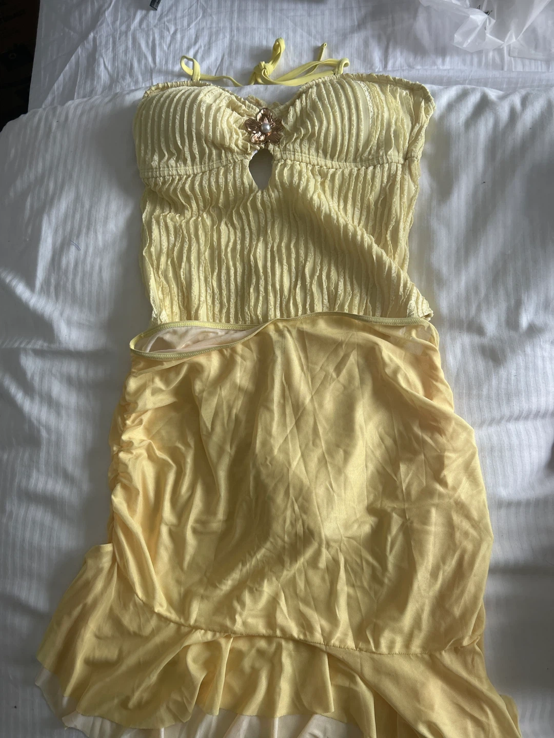 Yellow Ruched Swimsuit Set - photo 3