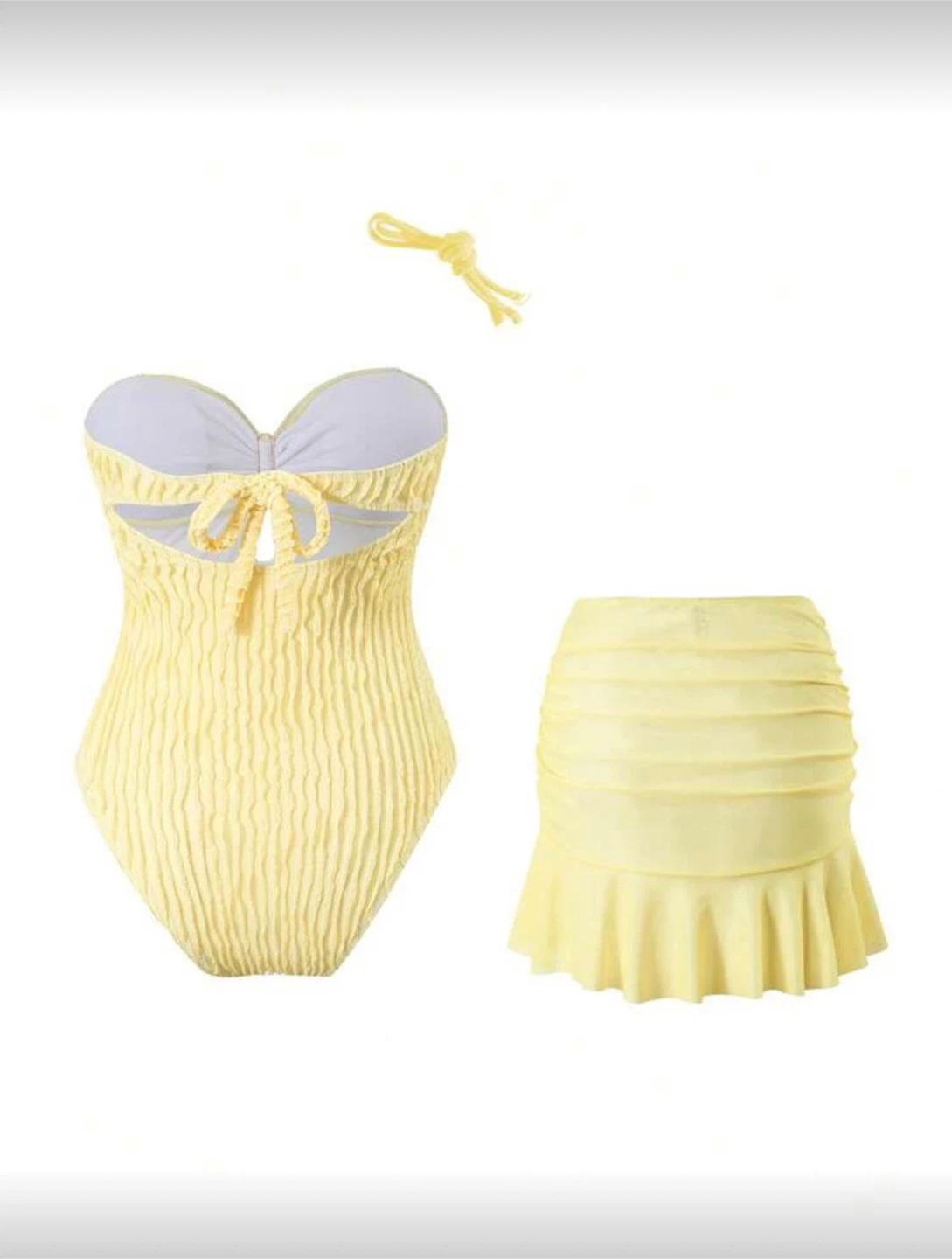 Yellow Ruched Swimsuit Set - photo 2
