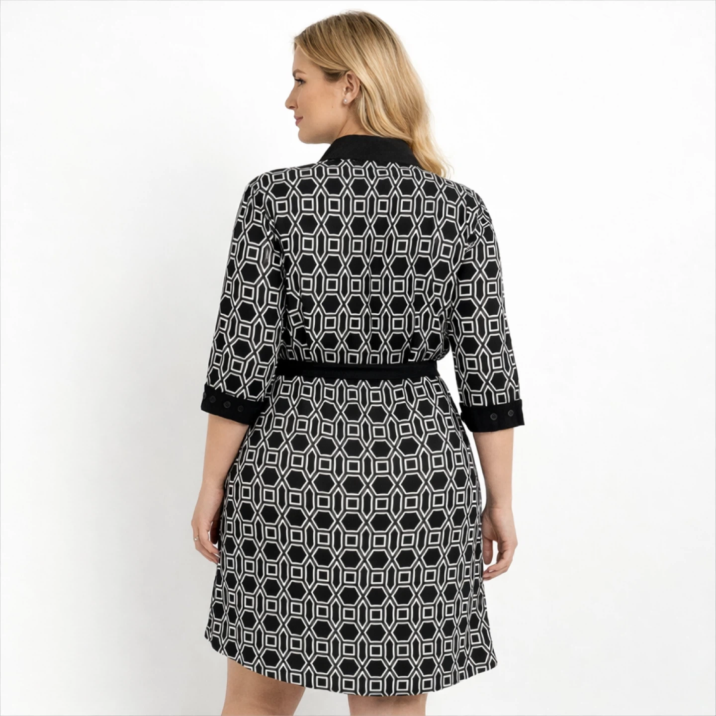 Addition Elle Women’s Geometric Belted Shirt Dress Size 14 NWT - photo 2