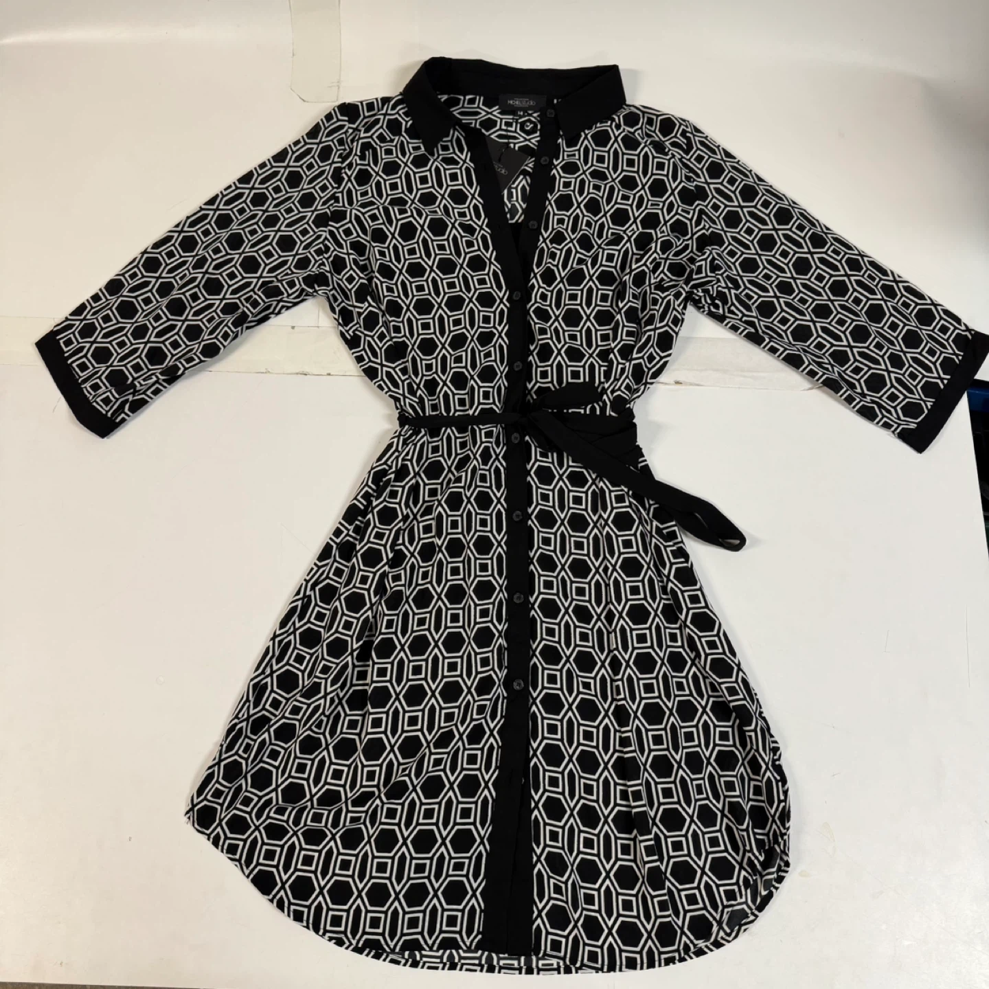Addition Elle Women’s Geometric Belted Shirt Dress Size 14 NWT - photo 3