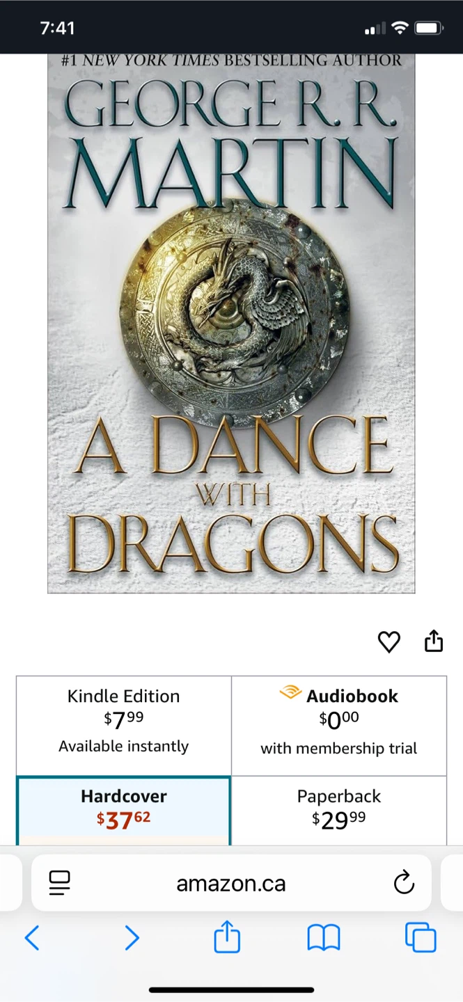 George R.R. Martin A Dance With Dragons Hardcover Book