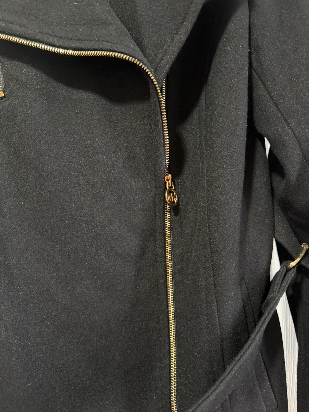 Michael Kors Black Wool Blend Moto Coat with Gold Hardware - photo 2