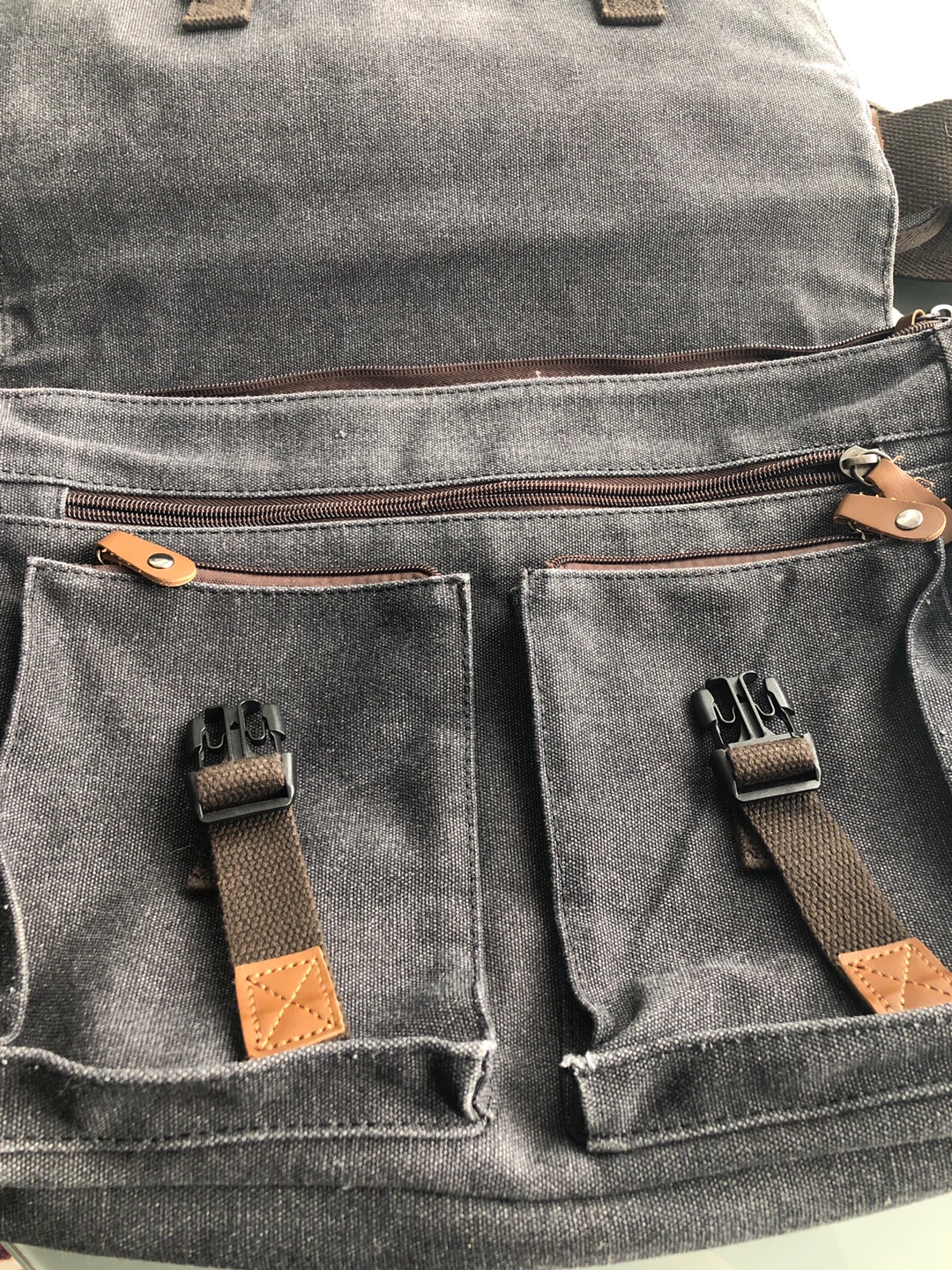 VASCHY Grey Canvas Messenger Bag 🥕 - photo 3