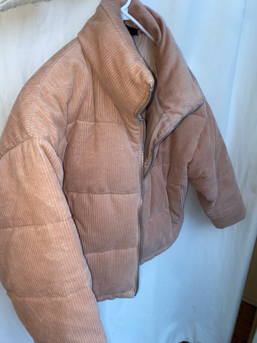 Topshop Pink Corduroy Puffer Jacket