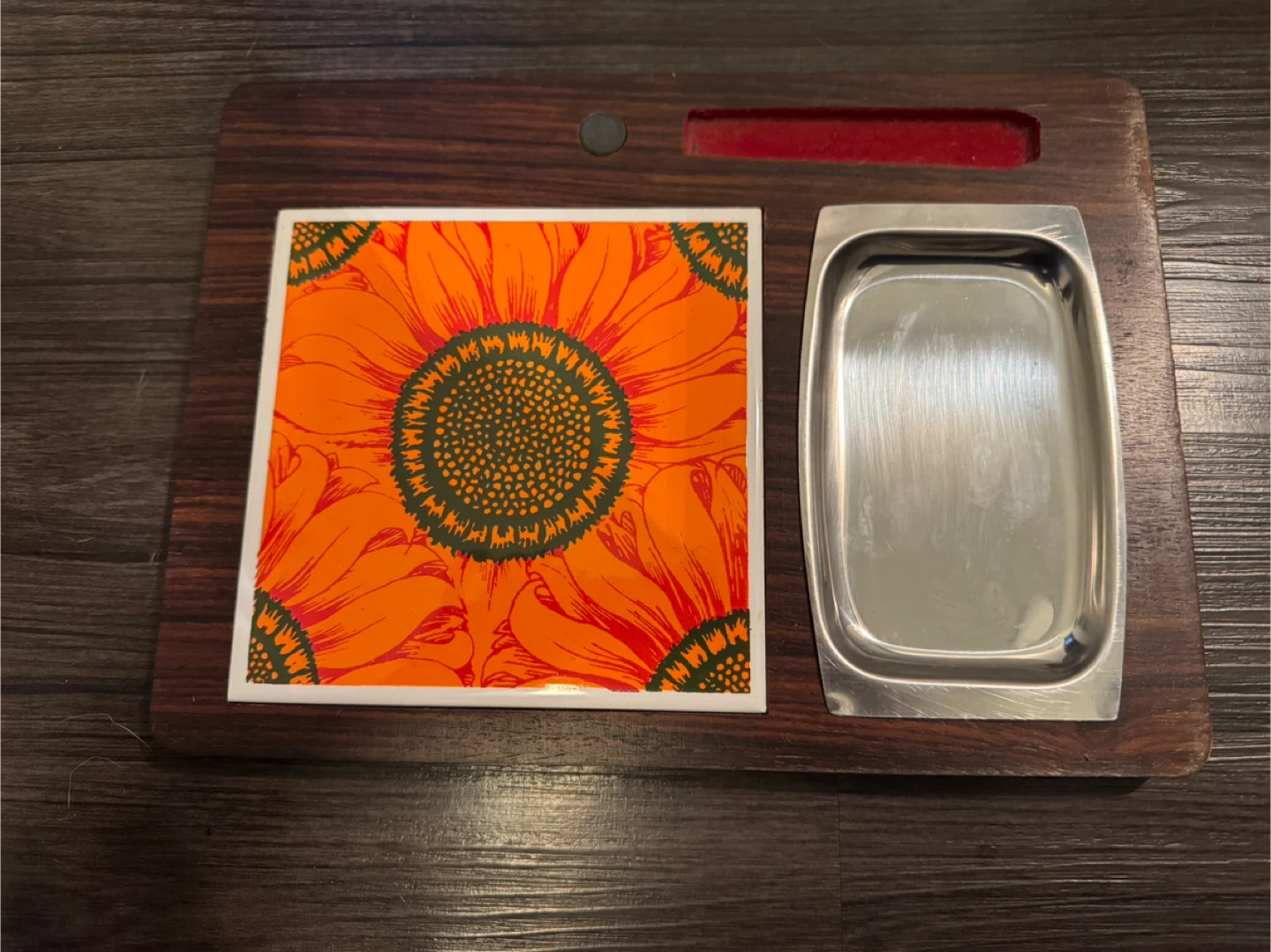 Vintage Sunflower Ashtray and Tray Set from Japan