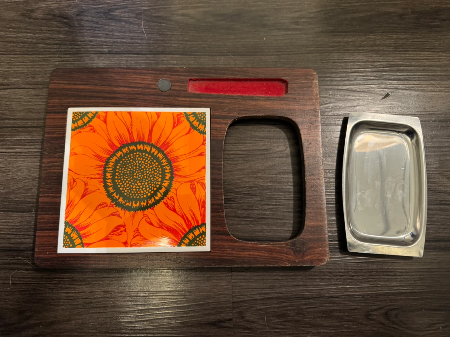 Vintage Sunflower Ashtray and Tray Set from Japan - photo 2