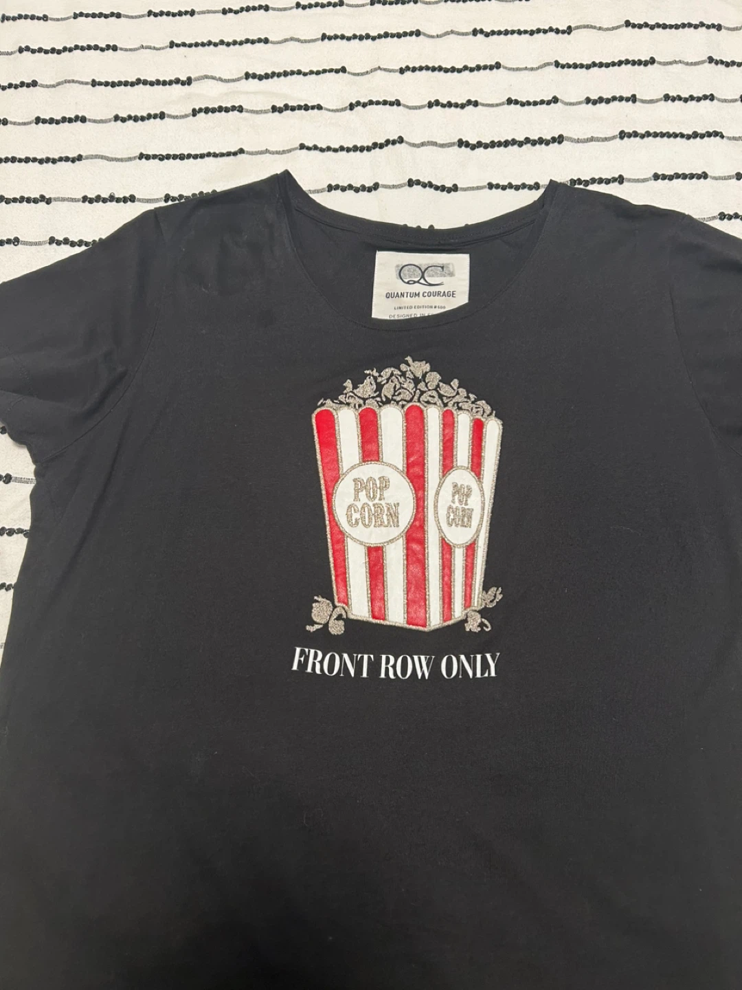 Quantum Courage Black Popcorn Graphic T-Shirt