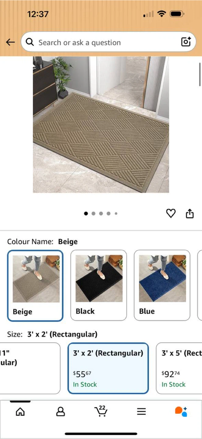 HIYARD Front Door Mat 36”x24” – Beige – NEW - photo 2