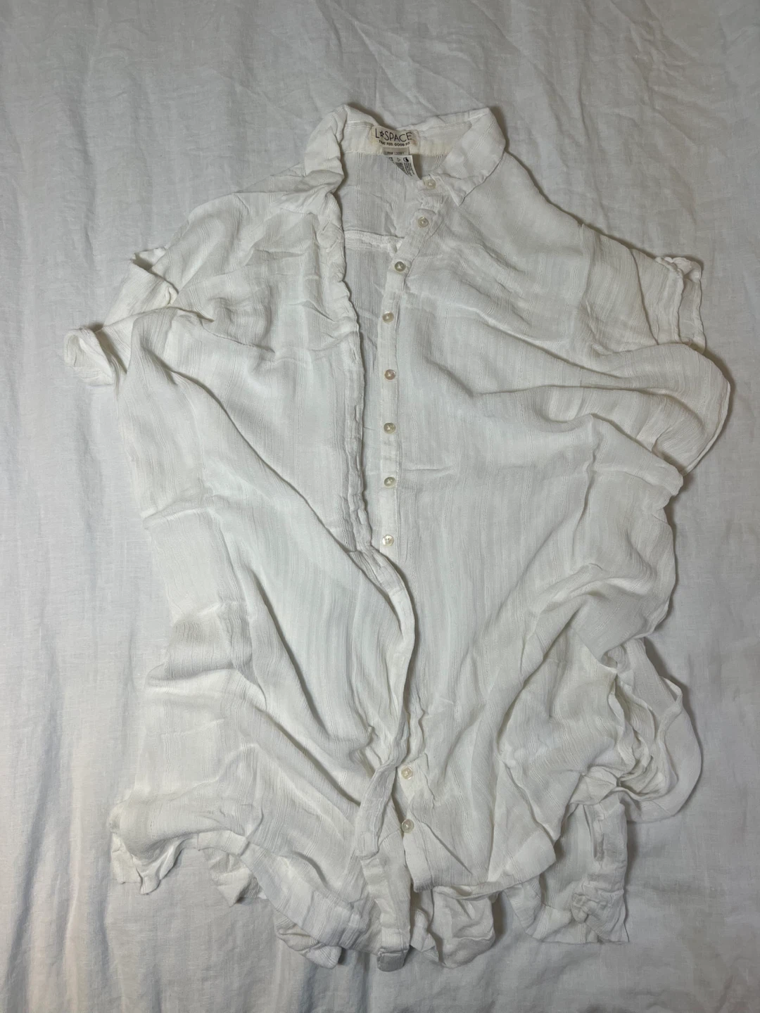 L*SPACE White Viscose Cover-Up Shirt XS-S - photo 2