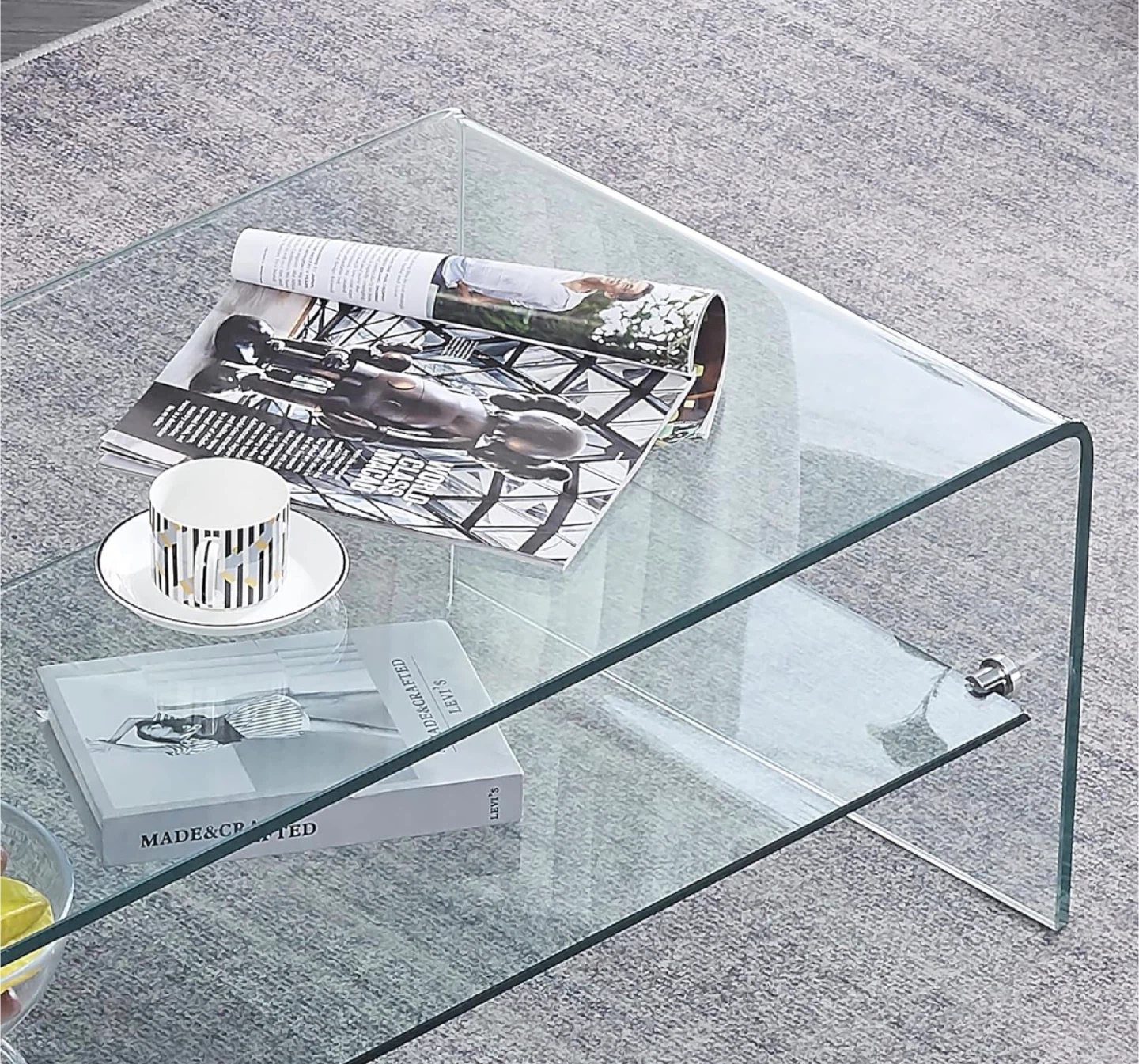 Clear Glass Coffee Table with Shelf - photo 5