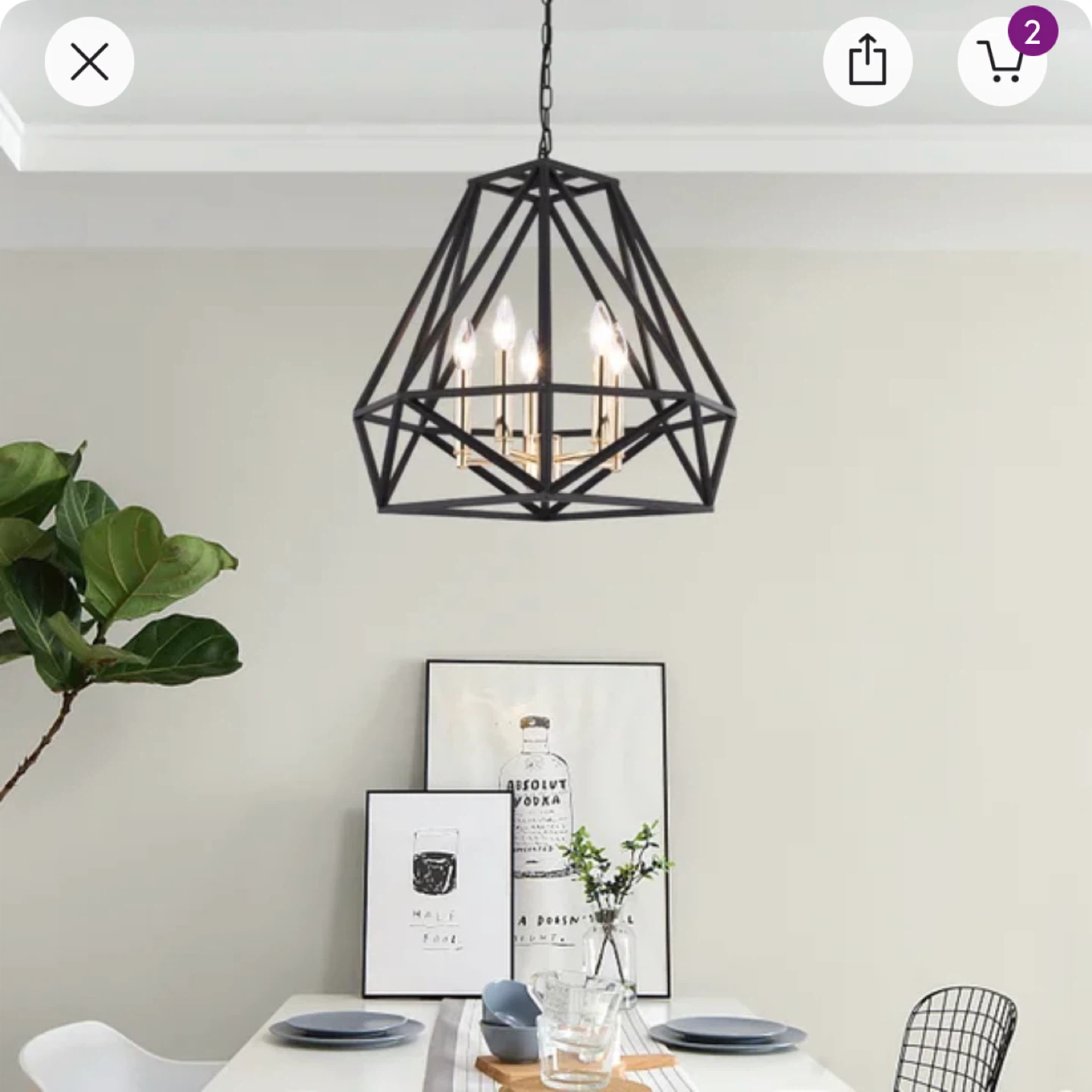 Black Geometric Chandelier Pendant Light - photo 3