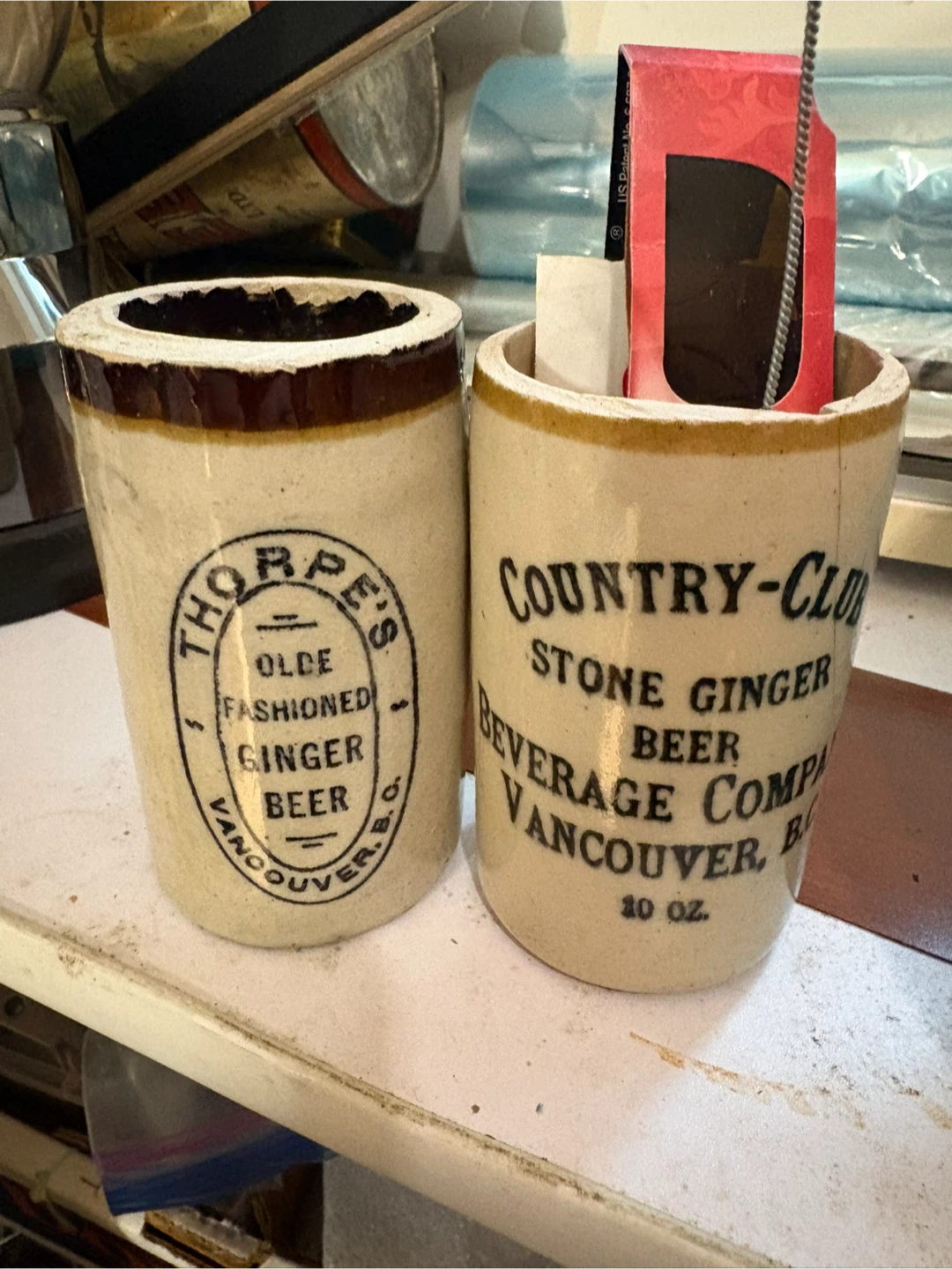 Vintage Kitchenware Crock holder - utensils etc