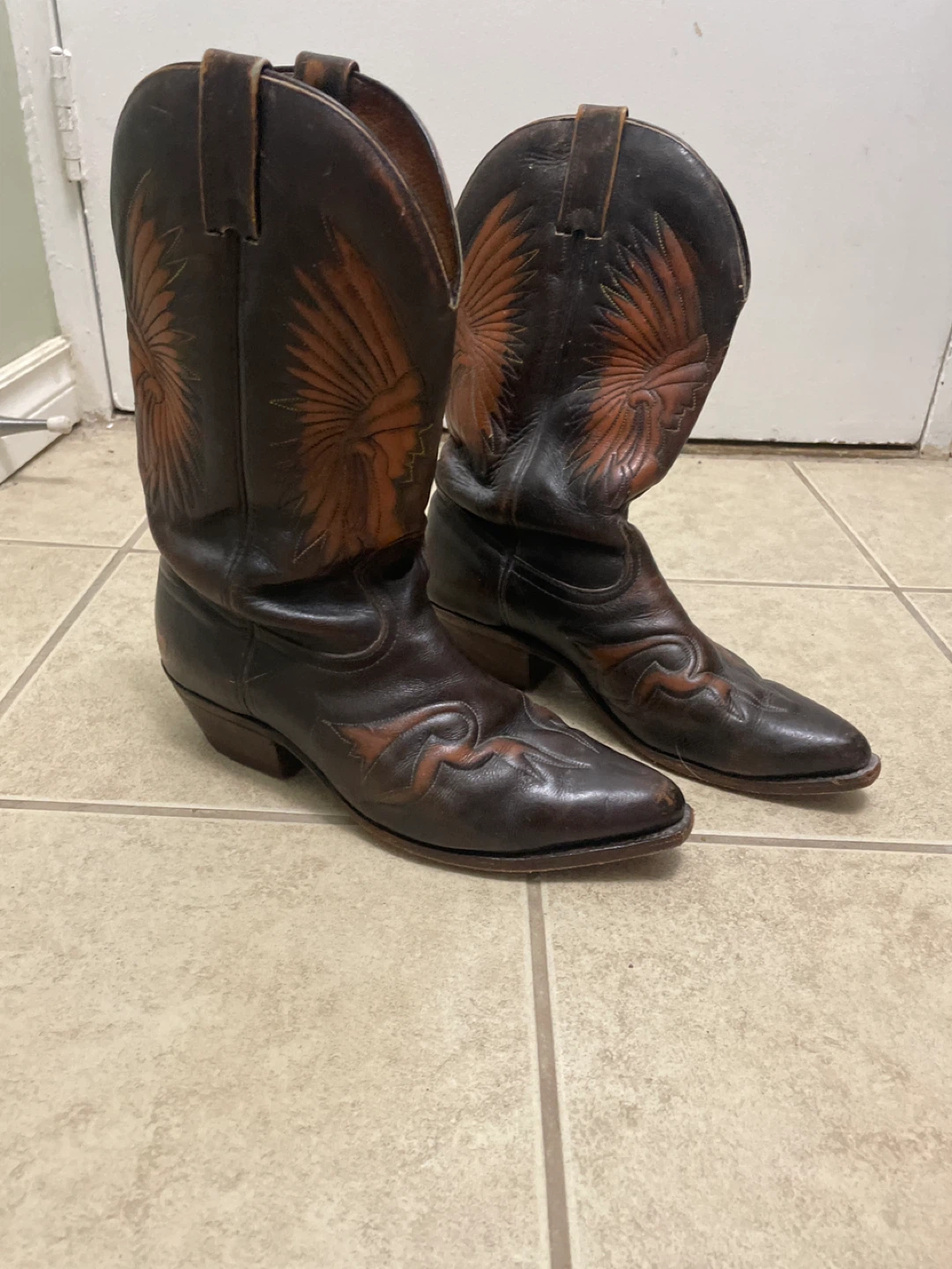 Vintage Leather Cowboy Boots