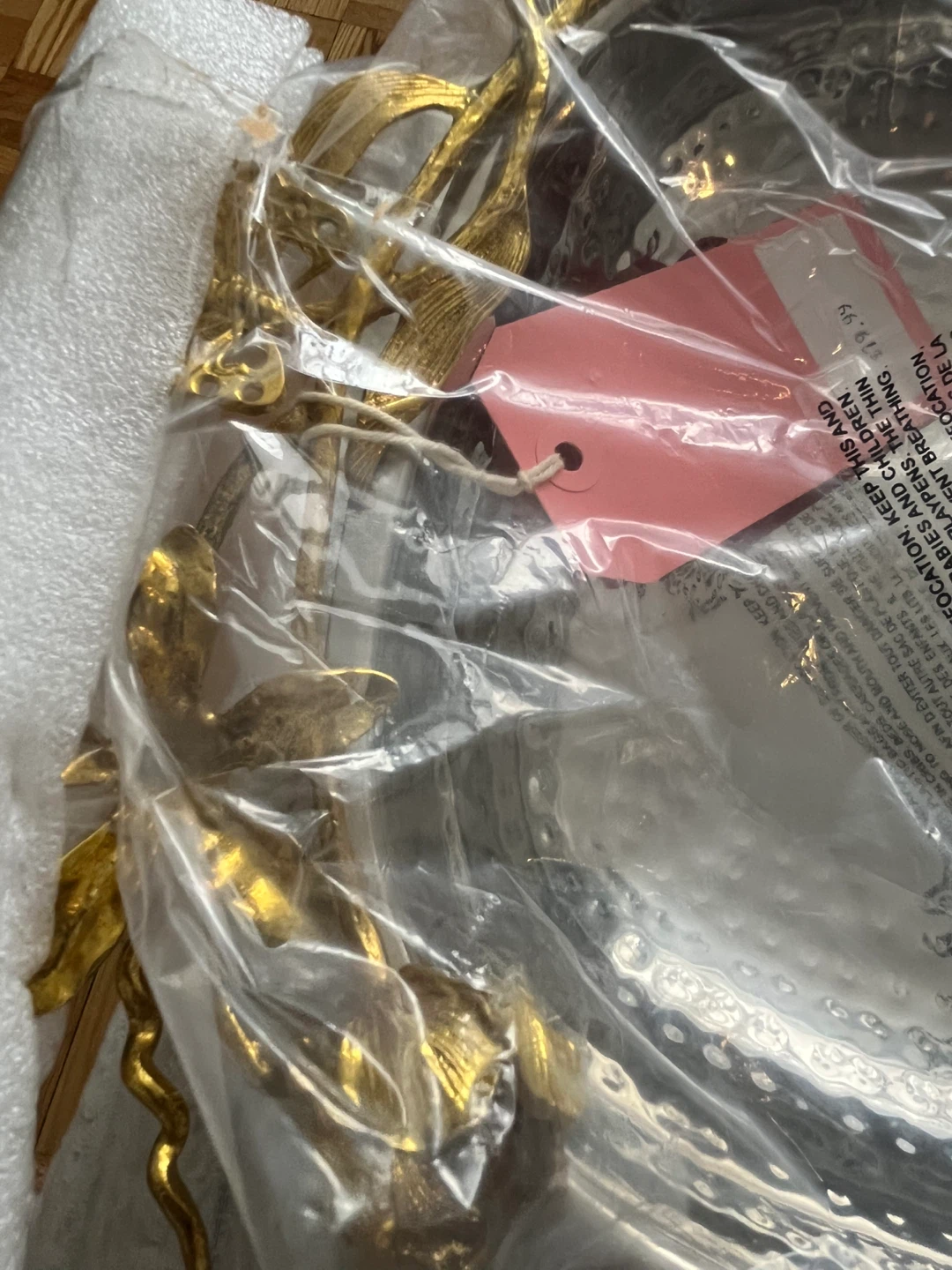 Hammered Metal Serving Trays with Gold Butterfly & Rose Handles - photo 4