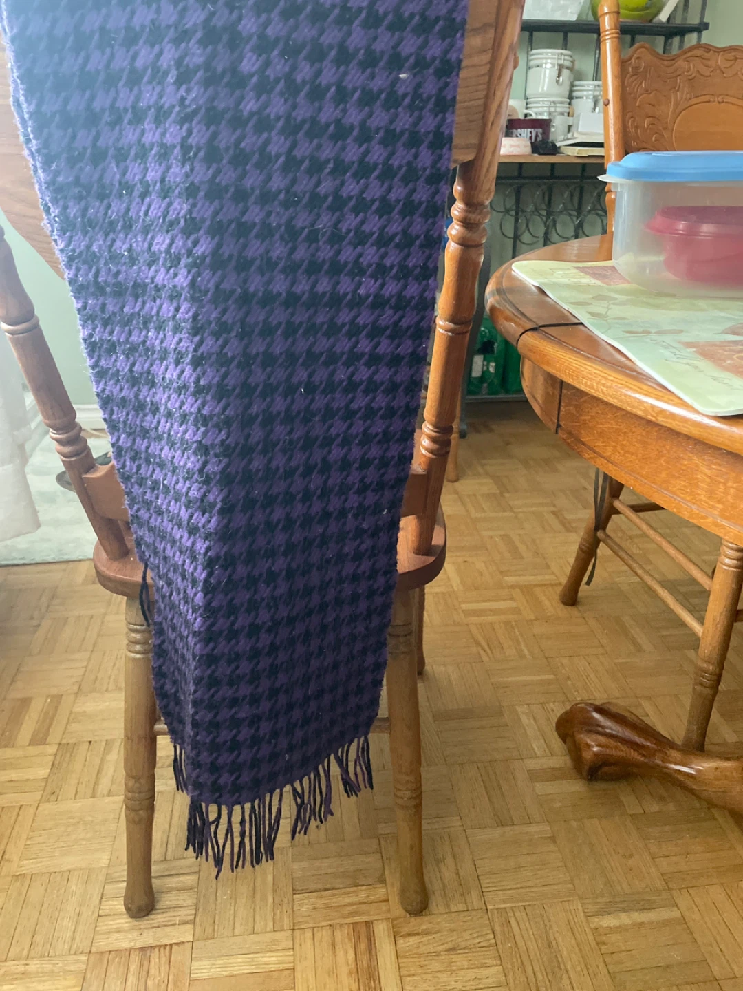Purple and Black Houndstooth Scarf