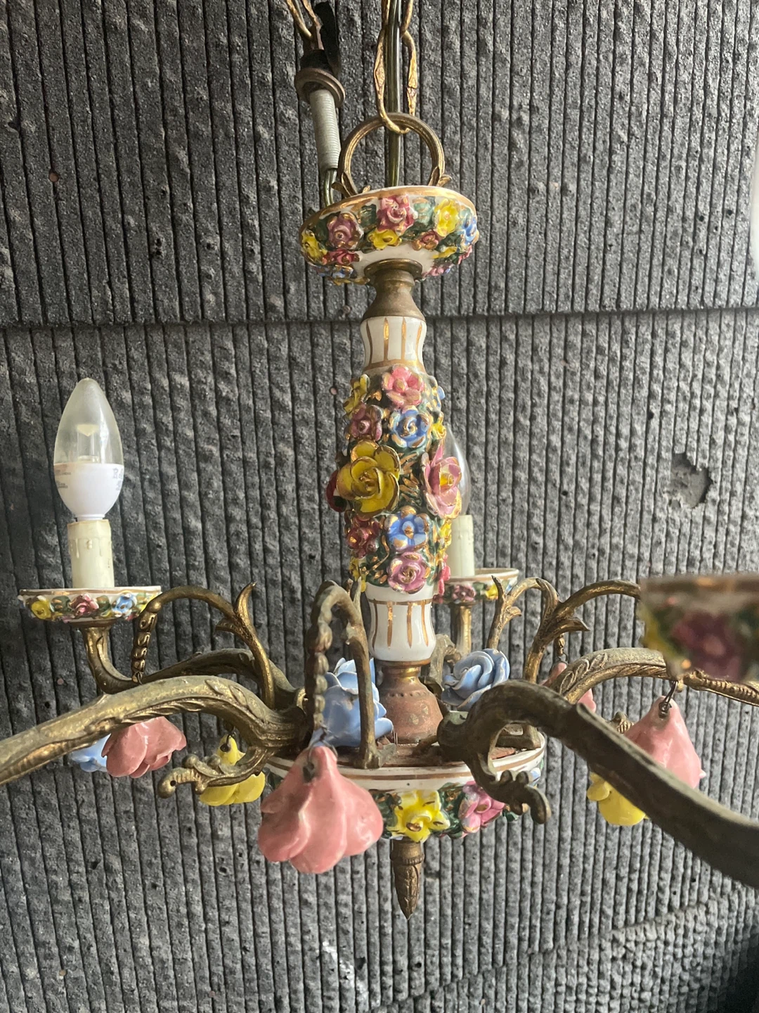 🥕 Vintage Floral Ceramic Chandelier - photo 2
