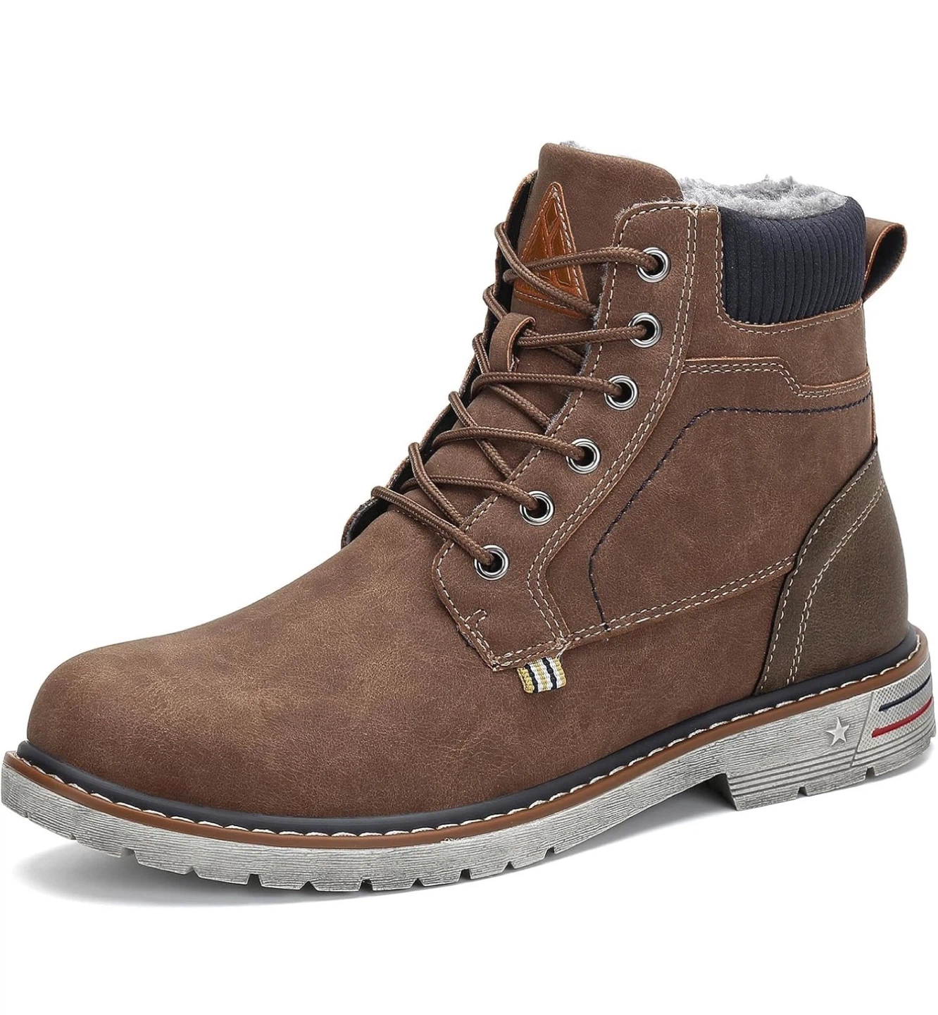Men's Brown Faux Leather Winter Boots 🥕