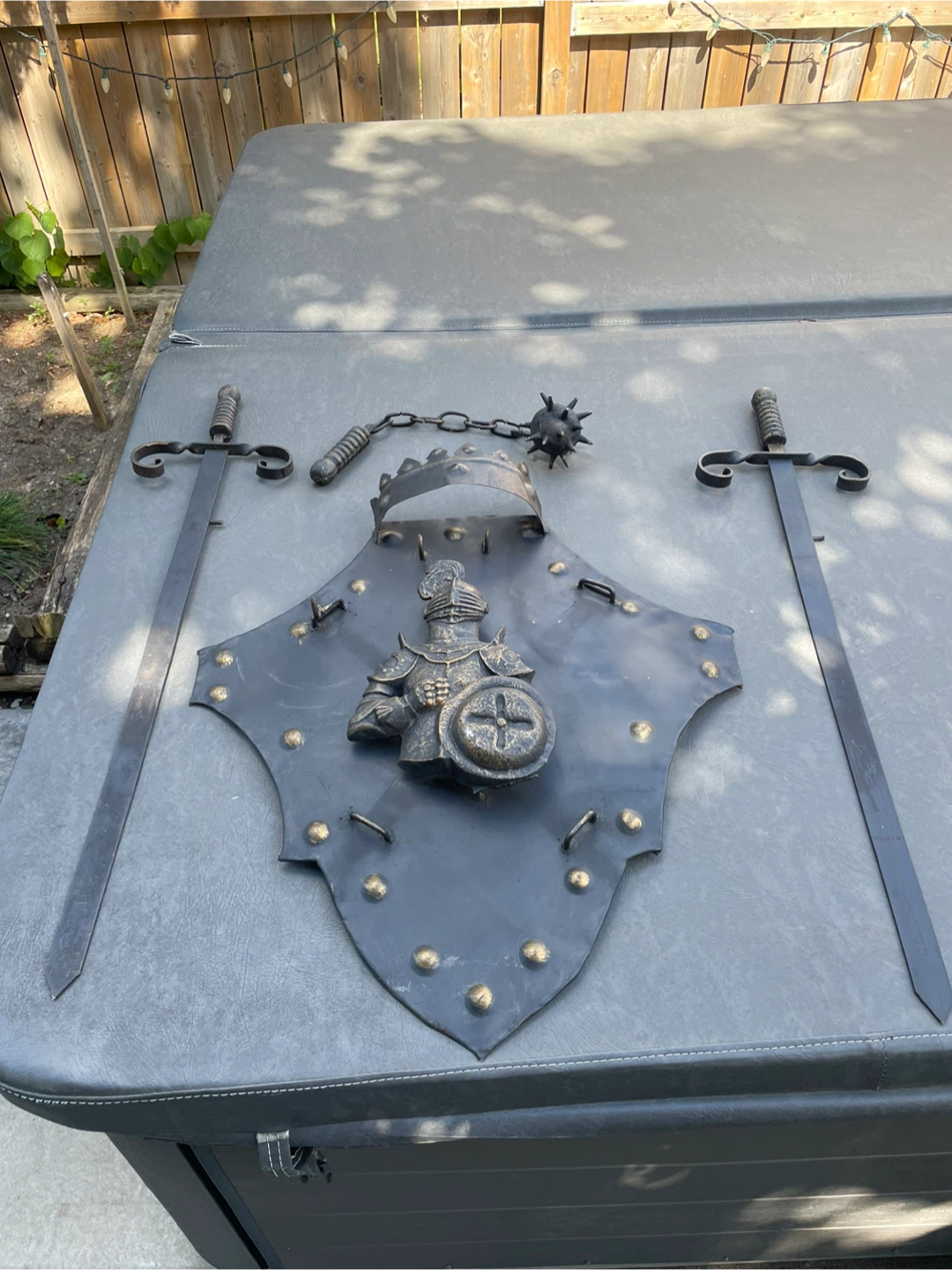 Medieval Knight Shield Wall Decor with Swords and Mace - photo 3