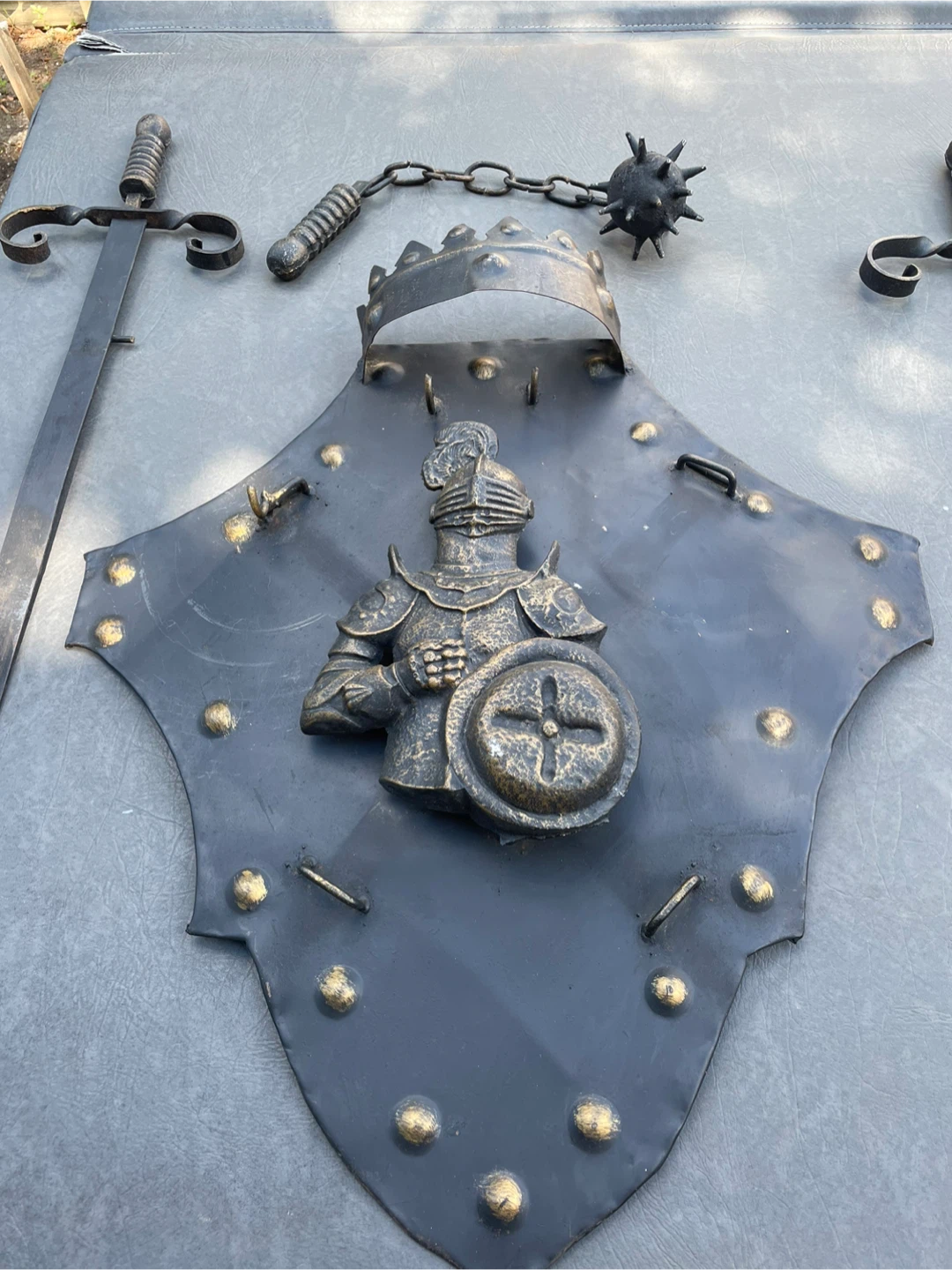 Medieval Knight Shield Wall Decor with Swords and Mace - photo 2
