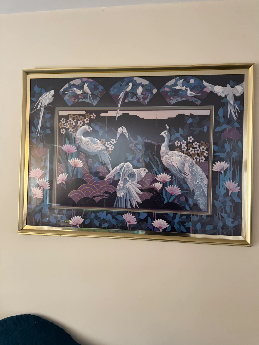 Framed Peacock and Bird Art Print