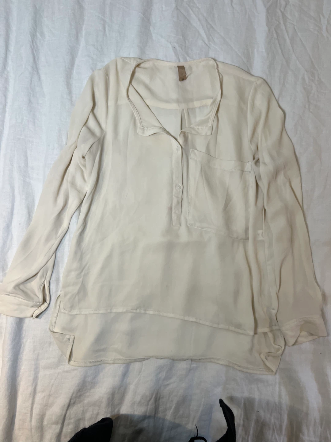 OAK + FORT Cream Long Sleeve Button-Up Shirt - Size S - photo 2