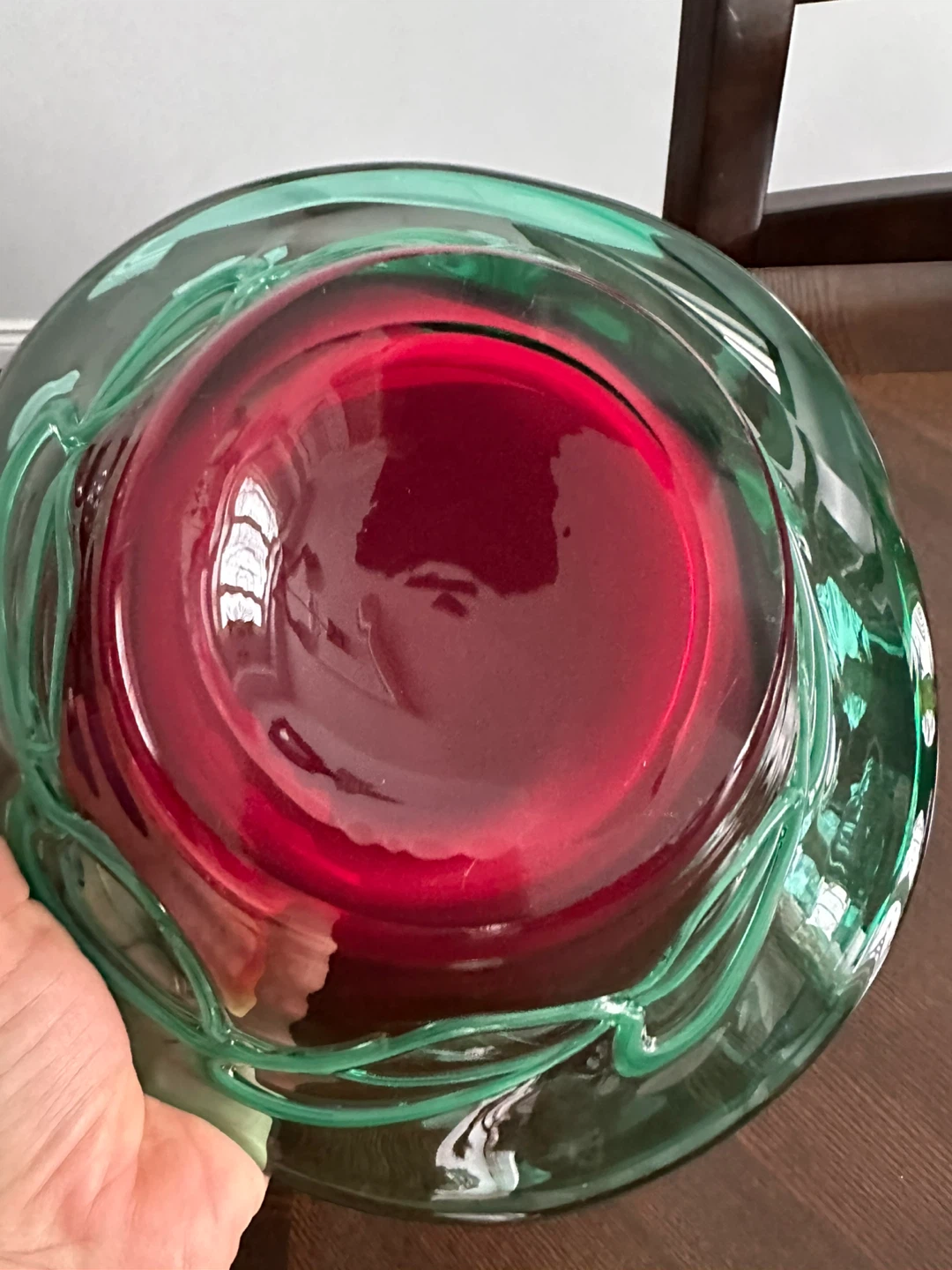 Hand-blown Glass Bowl - Red and Green - photo 4