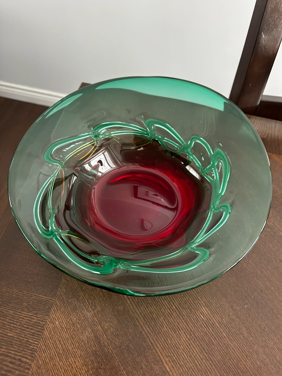 Hand-blown Glass Bowl - Red and Green - photo 2