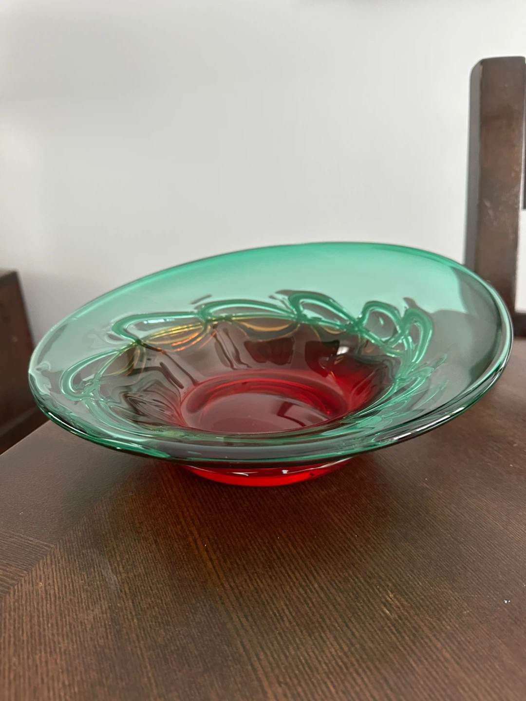 Hand-blown Glass Bowl - Red and Green