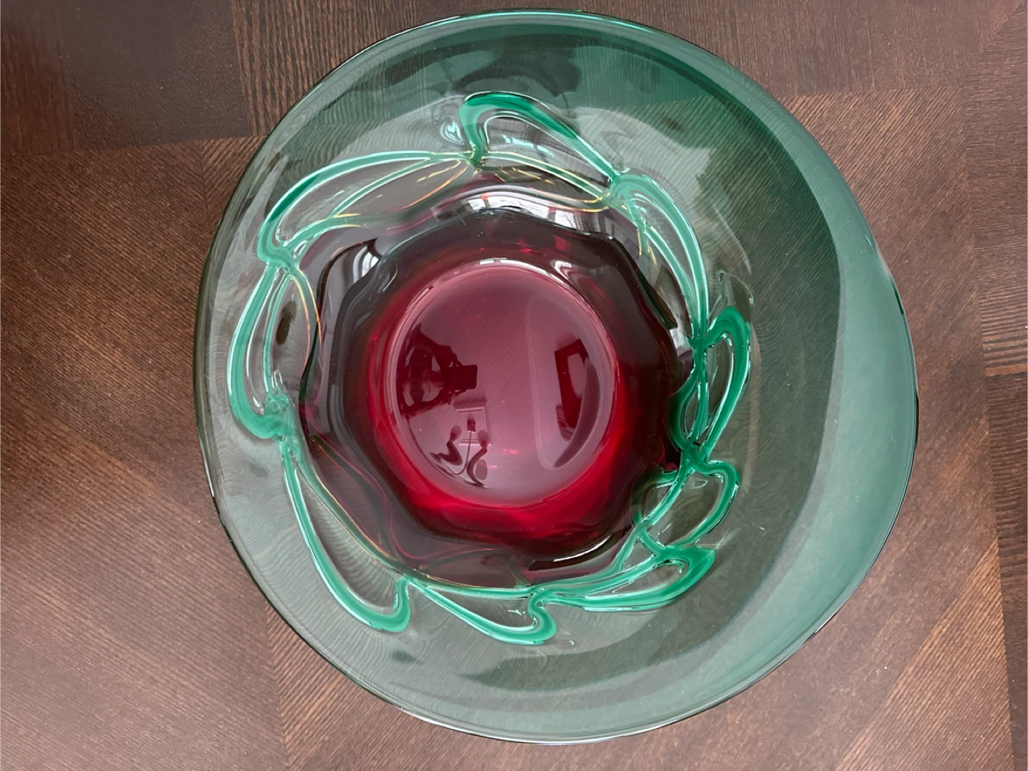 Hand-blown Glass Bowl - Red and Green - photo 5