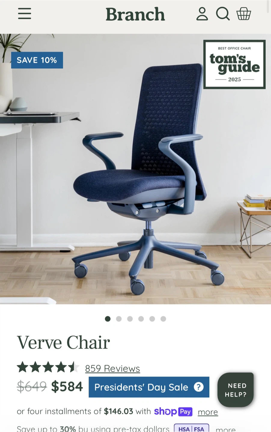 Branch Verve Office Chair - Blue