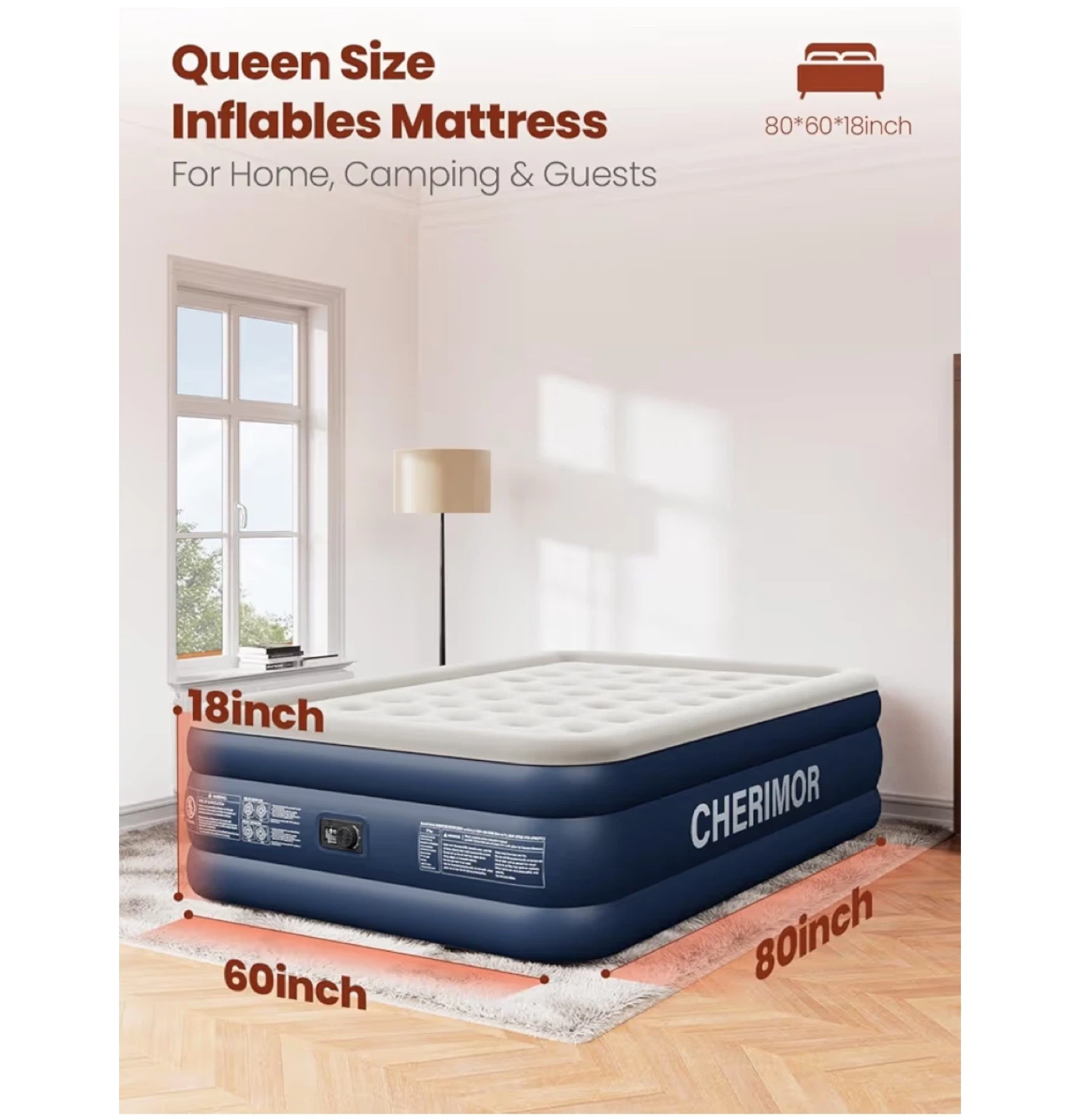Queen Size Inflatable Mattress with Built-in Pump - photo 2