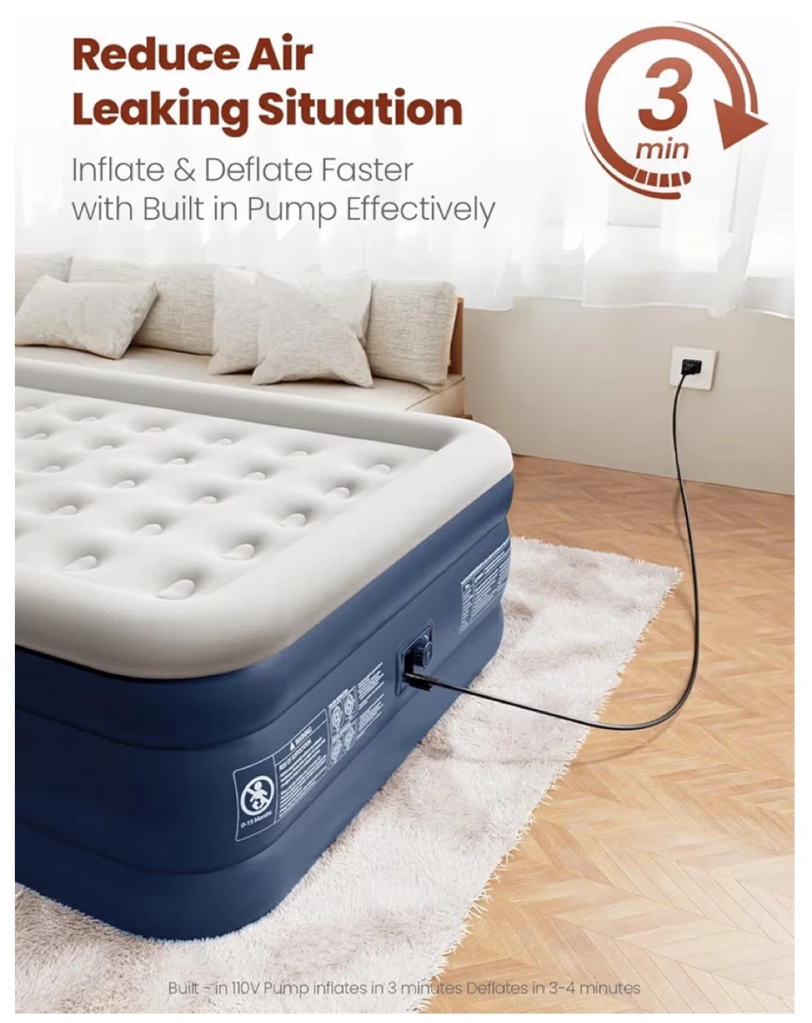 Queen Size Inflatable Mattress with Built-in Pump - photo 5