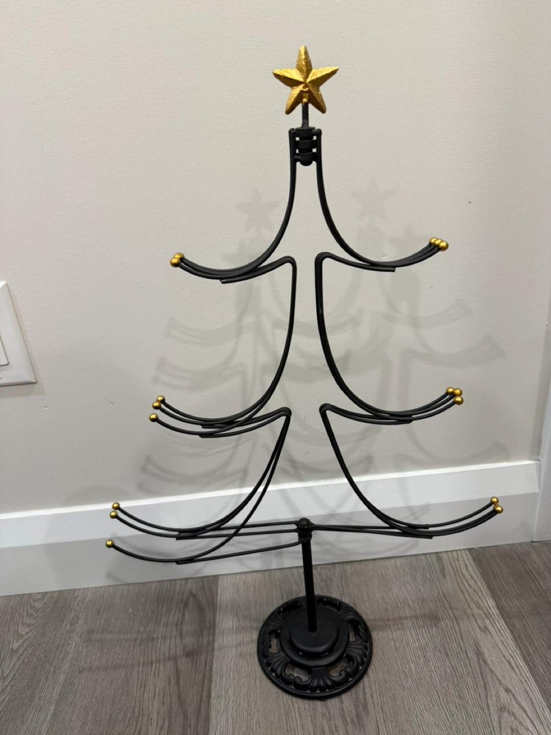Black Metal Christmas Tree Stand with Gold Star