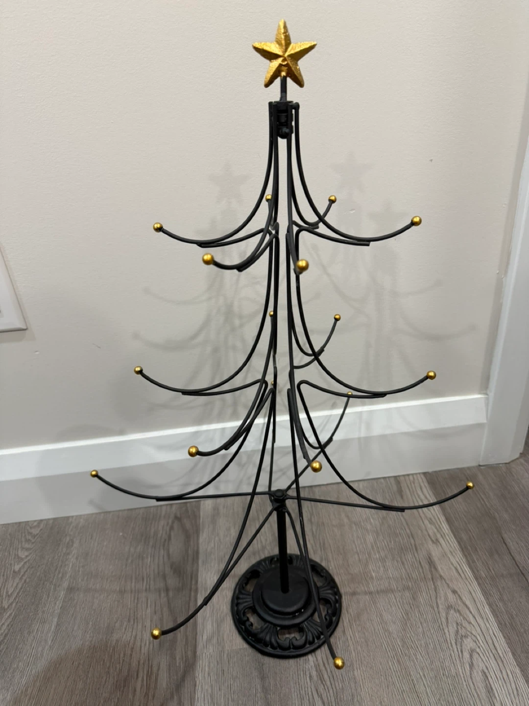 Black Metal Christmas Tree Stand with Gold Star - photo 2