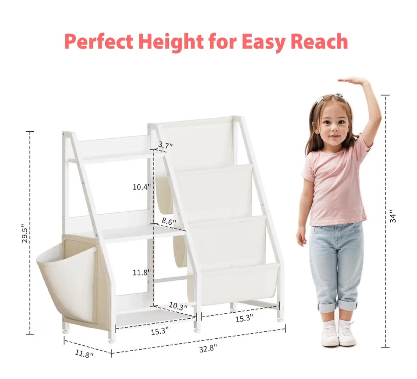 Kids Bookshelf with Storage Bins - photo 2