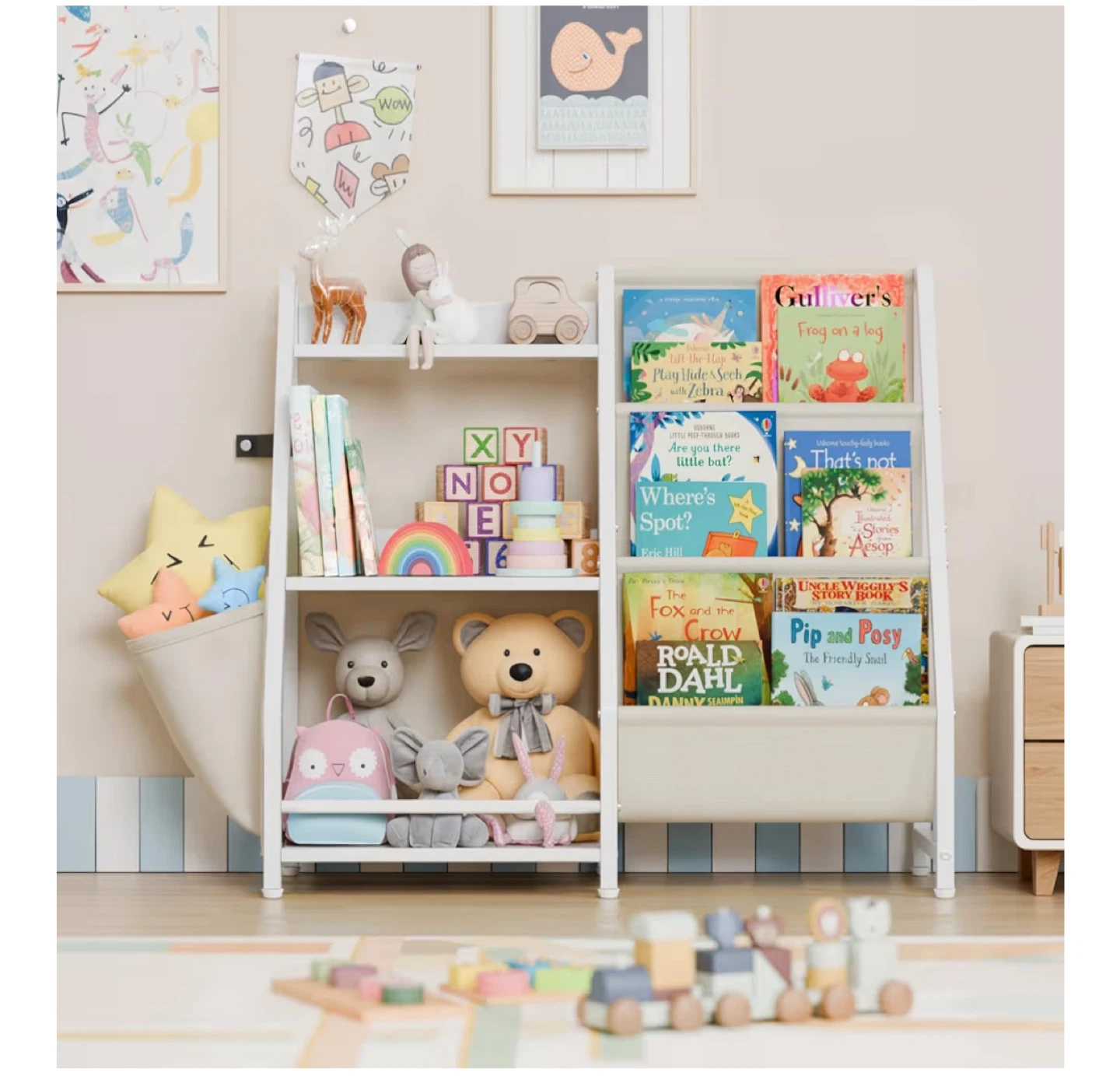 Kids Bookshelf with Storage Bins - photo 3