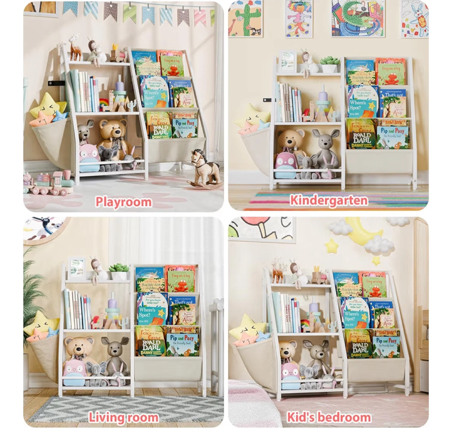 Kids Bookshelf with Storage Bins - photo 4