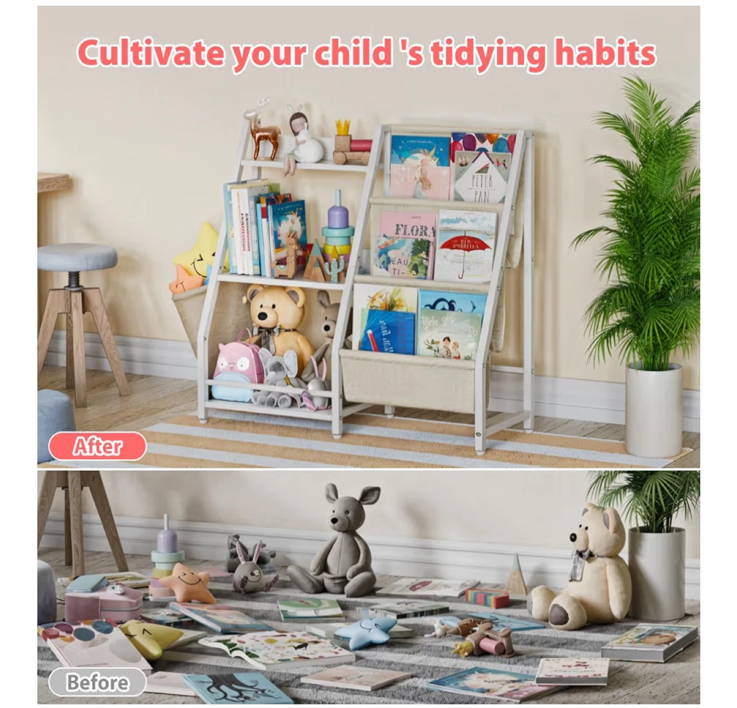 Kids Bookshelf with Storage Bins - photo 5