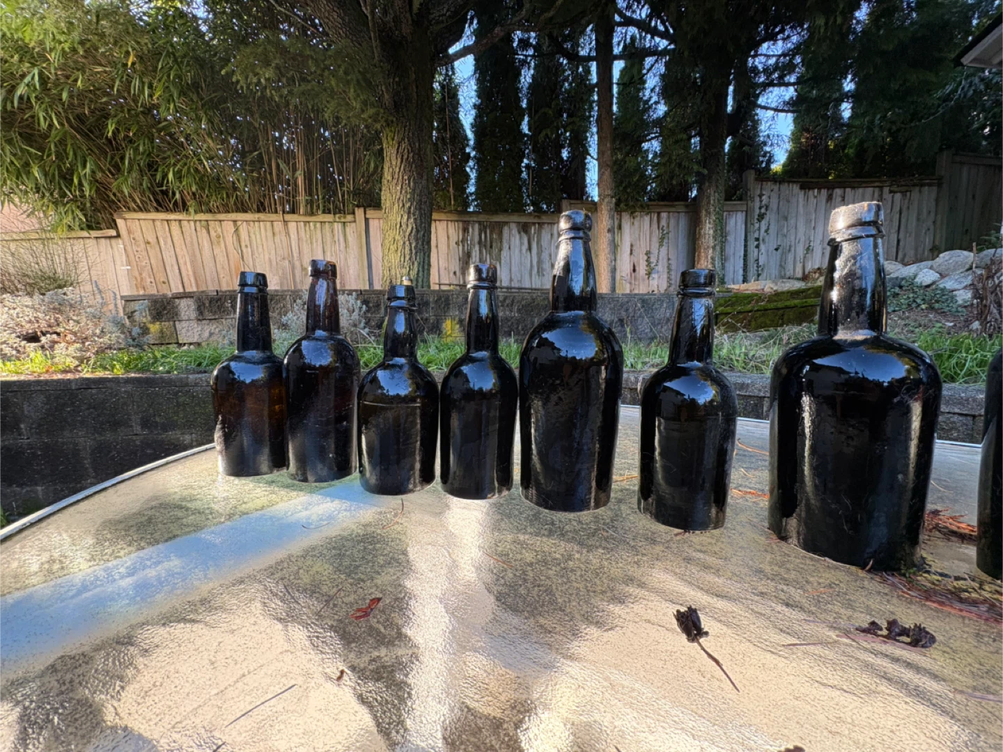 Assorted Vintage 1850s BLACK Glass PIRATE Bottles - photo 2