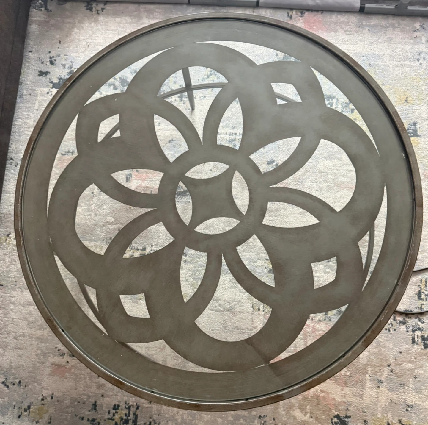 Round Metal and Glass Coffee Table - photo 2