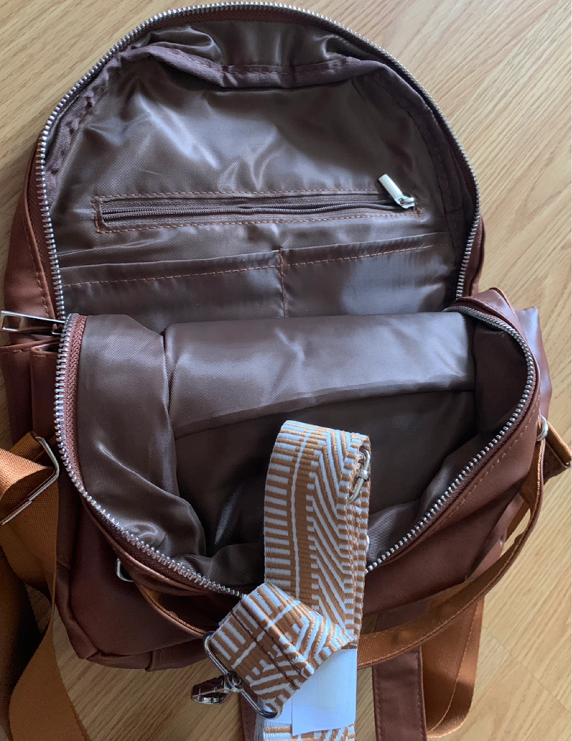 Brown Faux Leather Mini Backpack - photo 3