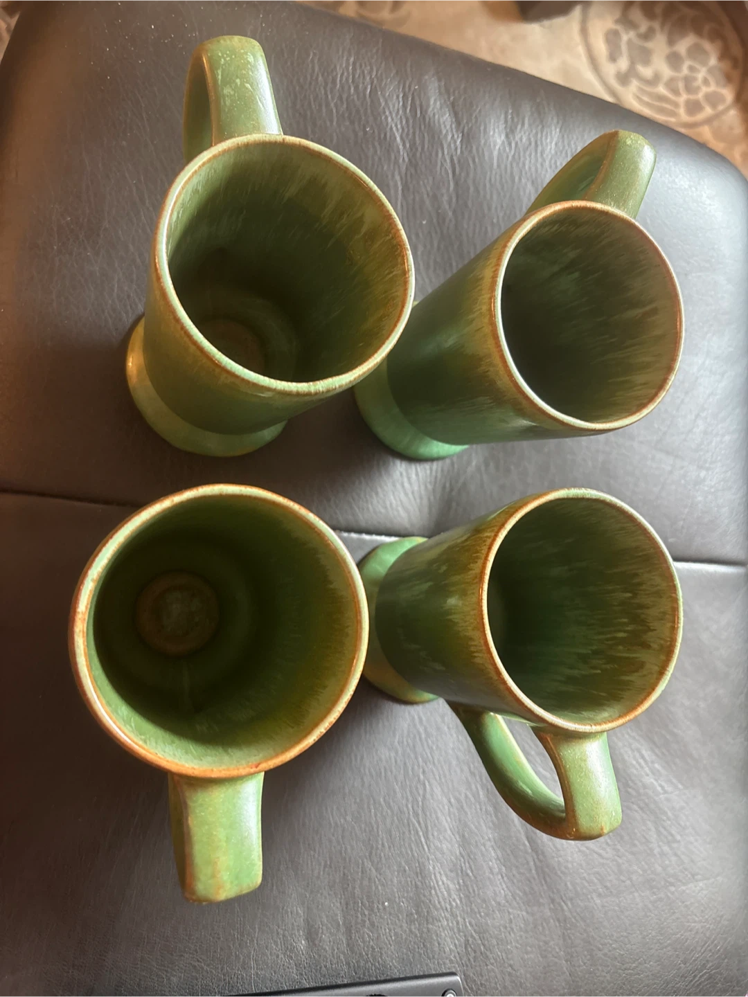 4 MCM Green Ceramic Mugs with Handles 🥕